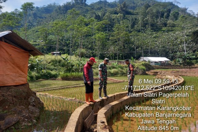 Salah Satu Upaya Untuk Mensukseskan Pertanian Babinsa Karangkobar Lakukan Pengecekan Saluran Irigasi