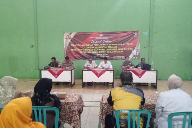 Babinsa Koramil 12/Sigaluh Hadiri rapat pleno Terbuka Rekapitulasi daftar pemilih hasil pemuktahiran