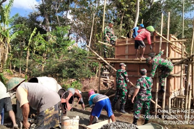 Danramil 09 Susukan Dampingi Pembuatan Rumah Pompa dan Bak Penampungan Air