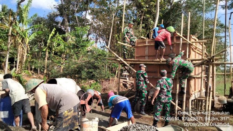 Danramil 09 Susukan Dampingi Pembuatan Rumah Pompa dan Bak Penampungan Air