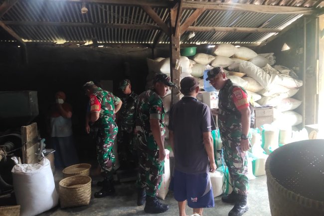 Pastikan Stok Beras Di Wilayah,Babinsa 03/Wanadadi Sambangi Rice Mill