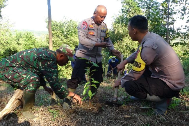 TNI-Polri Kompak Tanam Pohon di Windurojo, Dukung Penghijauan Lewat TMMD Reguler 125 Kodim 0710/Pekalongan