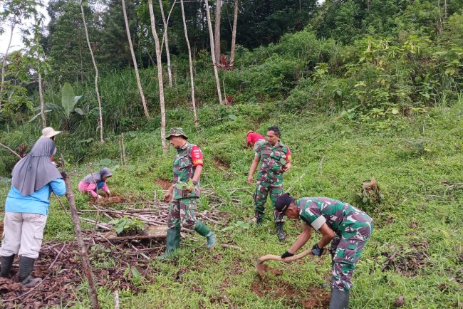 Koramil 17 Wanayasa Tanam pohon bersama KTH sbg upaya pelestarian kawasan hutan