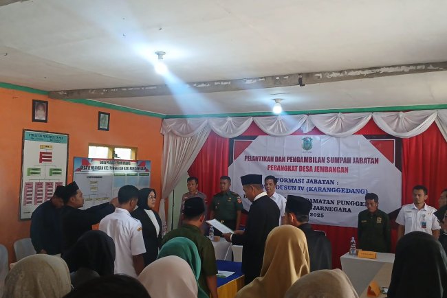 Danramil 11/Punggelan Menghadiri Pelantikan dan Pengambilan Sumpah Jabatan