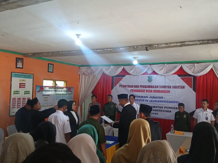 Danramil 11/Punggelan Menghadiri Pelantikan dan Pengambilan Sumpah Jabatan