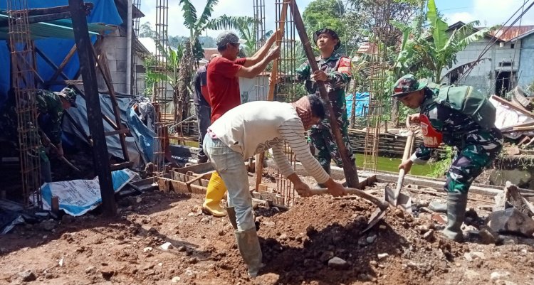 Sukseskan RTLH Danramil Kalibening turun tangan
