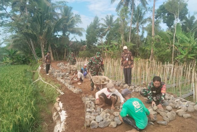 Danramil 08 Purwanegara Pimpin Kerja Bakti Bangun Jalan Usaha Tani di Desa Kutawuluh